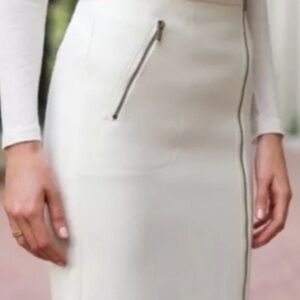 J.Crew Cream Wool Pencil Skirt Women’s Size 10 with Zipper Detail